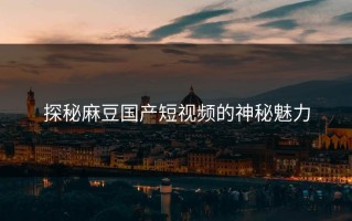 探秘麻豆国产短视频的神秘魅力