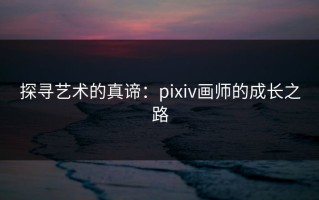 探寻艺术的真谛：pixiv画师的成长之路