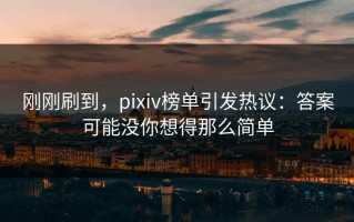 刚刚刷到，pixiv榜单引发热议：答案可能没你想得那么简单
