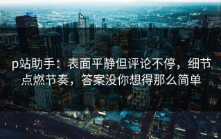 p站助手：表面平静但评论不停，细节点燃节奏，答案没你想得那么简单
