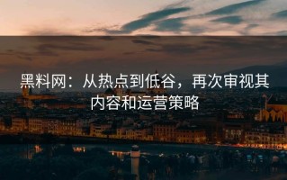 黑料网：从热点到低谷，再次审视其内容和运营策略