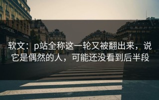 软文：p站全称这一轮又被翻出来，说它是偶然的人，可能还没看到后半段