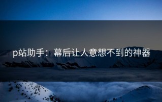 p站助手：幕后让人意想不到的神器