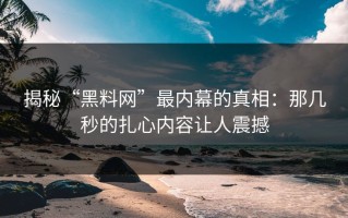 揭秘“黑料网”最内幕的真相：那几秒的扎心内容让人震撼