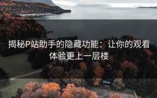 揭秘P站助手的隐藏功能：让你的观看体验更上一层楼