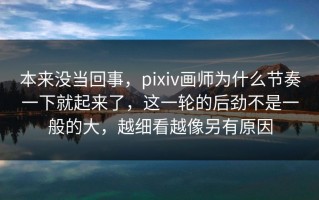 本来没当回事，pixiv画师为什么节奏一下就起来了，这一轮的后劲不是一般的大，越细看越像另有原因