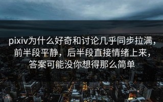 pixiv为什么好奇和讨论几乎同步拉满，前半段平静，后半段直接情绪上来，答案可能没你想得那么简单