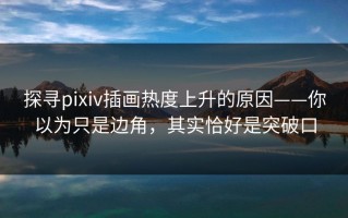 探寻pixiv插画热度上升的原因——你以为只是边角，其实恰好是突破口