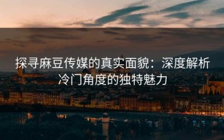 探寻麻豆传媒的真实面貌：深度解析冷门角度的独特魅力