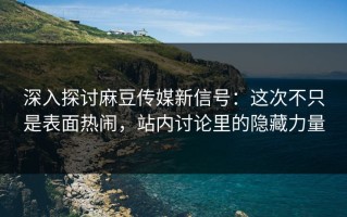 深入探讨麻豆传媒新信号：这次不只是表面热闹，站内讨论里的隐藏力量