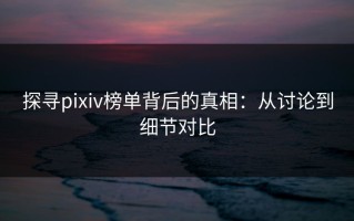 探寻pixiv榜单背后的真相：从讨论到细节对比